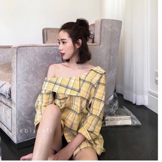 เสื้อตัวยาวover size ทรงไหล่ตก