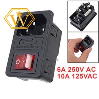 ซ็อกเก็ตไฟฟ้าพร้อมสวิตช์ฟิวส์ 10a 250 V 3 Pin Iec 320 C 14