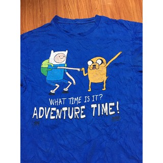 เสื้อยืดผ้าฝ้าย เสื้อยืดการ์ตูนมือสอง ADVENTURE TIME Size M มือ2