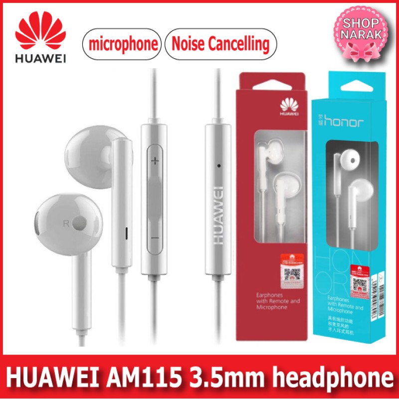 หูฟัง Huawei รุ่น AM115 กล่องสีฟ้า เสียงดีฟังชัด สินค้ามีการรับประกัน