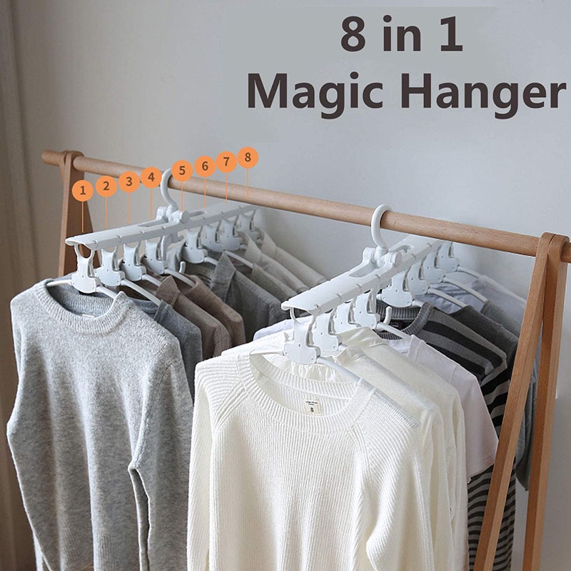 ไม้แขวนเสื้อ 8 in 1 ไม้แขวนผ้า หมุนได้ 360 องศา ประหยัดพื้นที่ ไม้แขวนเสื้อพับเก็บได้ ม้แขวนเสื้ออเนกประสงค์ พร้อมส่งจ้า