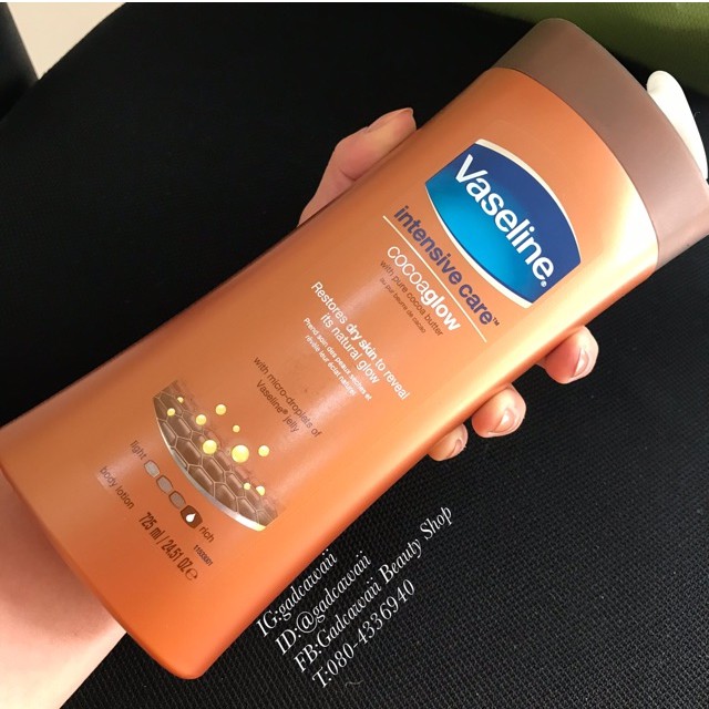💕Vaseline Intensive Care Cocoa Radiant with Pure Cocoa Butter ขนาด 600 ml