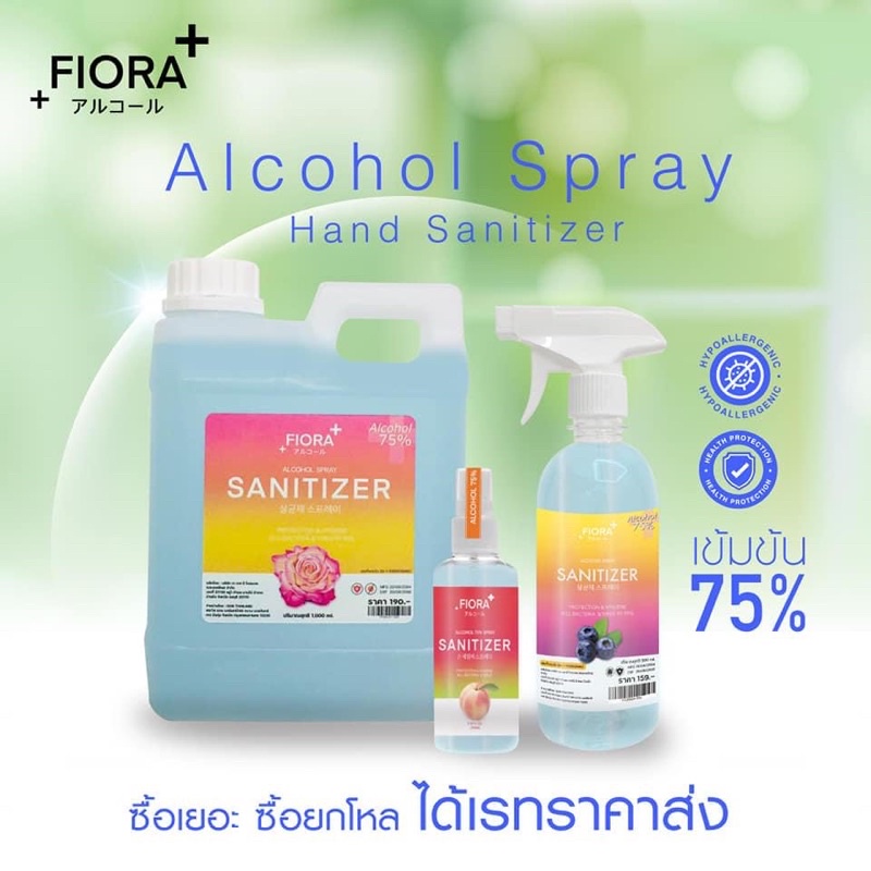 🌸กลิ่นหอม🌸แอลกอฮอล์สเปย์ 75% หัวฟ๊อกกี้ FIORA Hand Sanitizer Spray มี 4กลิ่นให้เลือก