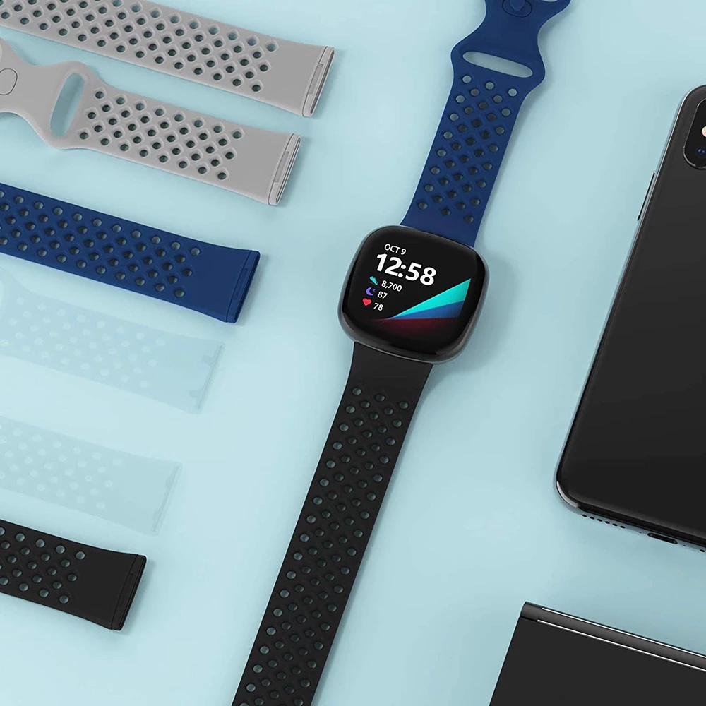 สายนาฬิกาข้อมือ ซิลิโคนนิ่ม ระบายอากาศ สําหรับ Fitbit Versa 3 Fitbit Sense #4