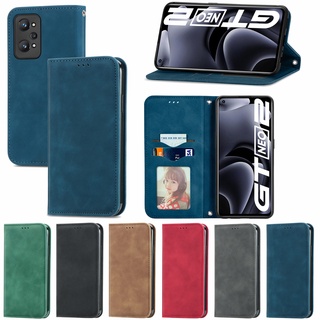 เคสโทรศัพท์หนัง Pu ฝาพับ พร้อมช่องใส่บัตร และขาตั้ง สําหรับ OPPO Reno 6 7 Z Pro 5G realme 8i GT Master C25s C15