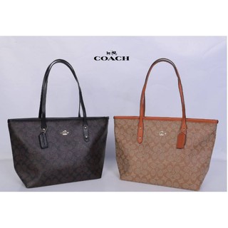 Coach Central Tote With Zip In Signature Canvas