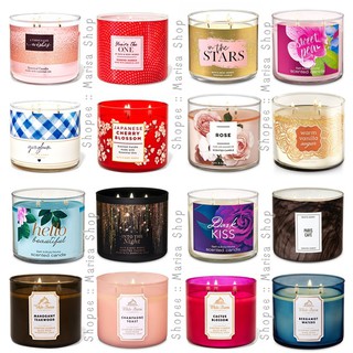 1/3 แท้ ! Bath and Body Works เทียนหอม 3 wick Candle / Sweet Pea / Mahogany Teakwood/ Champagne Toast/ A Thousand Wishes