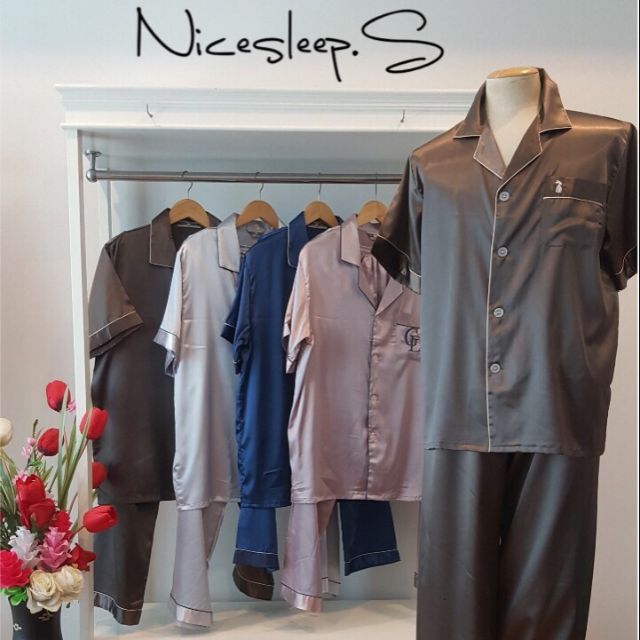 ชุดนอน ผู้ชาย&ผู้หญิง ไซส์ XL,XXL ผ้าซาติน