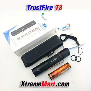 ไฟฉาย Trustfire T3 แสงขาว 1000ลูเมน XPL-HI-V3 LED Mini Tactical Light พร้อมแบตเตอรี่ TrustFire