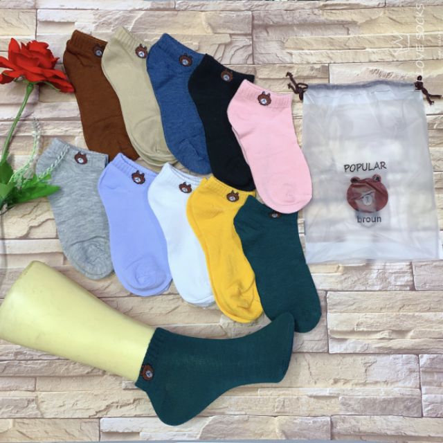 ถุงเท้าลายหมี ลายกระต่าย ราคาถูกมาก10คู่ 45บาท มี 10 สีรวมกัน ถุงหนึ่ง