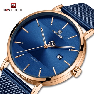 Naviforce 3008 นาฬิกาข้อมืออะนาล็อก สายเข็มขัดเหล็ก หรูหรา กันน้ํา สําหรับผู้หญิง