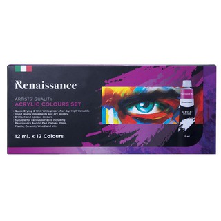 ชุดสีเรนาซองซ์ สีอะคริลิค 12 สี 12ml Renaissance Acrylic Colours