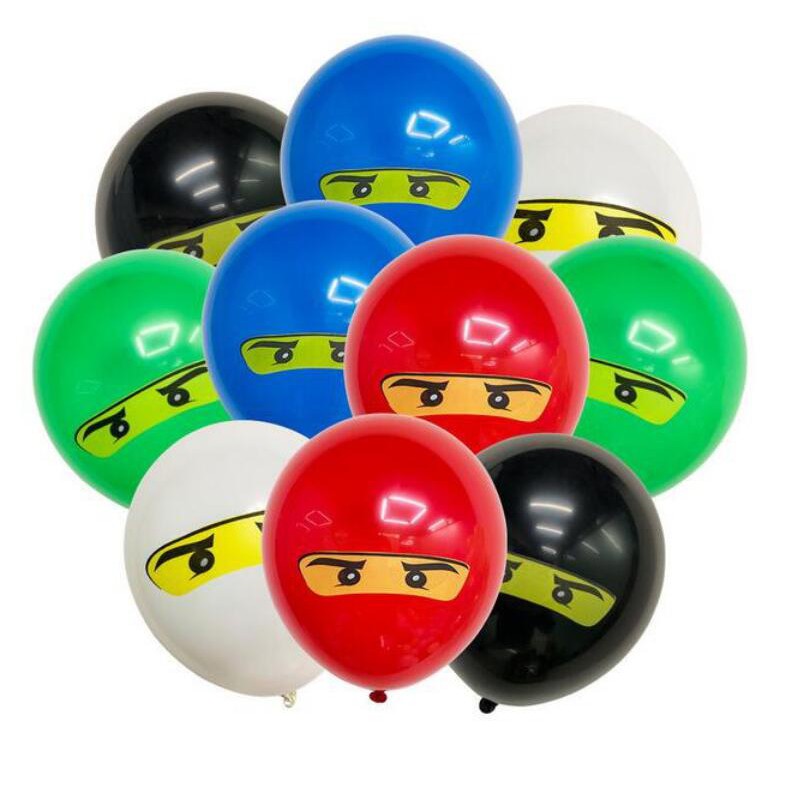 25pcs Ninja theme balloon 12inch latex balloons children's birthday party Ninjago Theme latex balloons combination NINJA party decoration