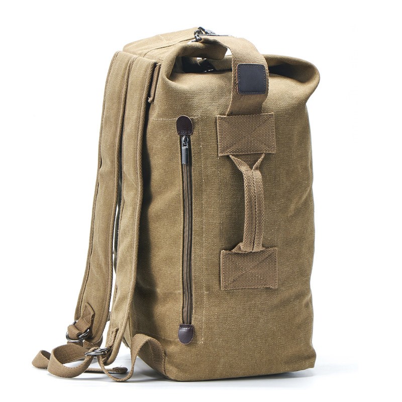 กระเป๋า Duffle ทหาร Top Load Double Strap กระเป๋าเป้สะพายหลังผ้าใบ Army Travel Daypack Rucksack