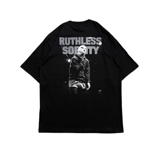 เสื้อยืดโอเวอร์ไซส์เสื้อยืด ลาย RUTHLESS MASK MAN สีดําS-3XL