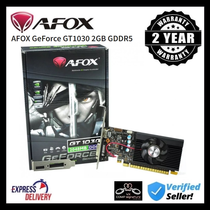 AFOX GeForce GT1030 2GB GDDR5 พัดลมเดี่ยว Low Profile กราฟิกการ์ด GT 1030 2GB