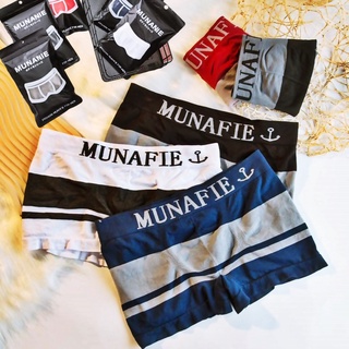 Munafie Boxer กางเกงในชายขาสั้นบ๊อกเซอร์ สำหรับผู้ชายผ้านิ่มใส่สบาย ไม่อึดอัด มีถุงซิป ขนาดฟรีไซส์