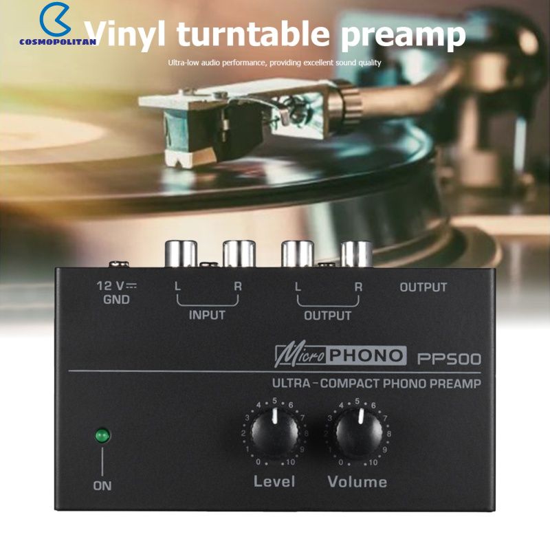Preamplificatore Phono PP500 Con Controllo Volume - Compatto, In Metallo, Alimentazione 12V, Presa EU