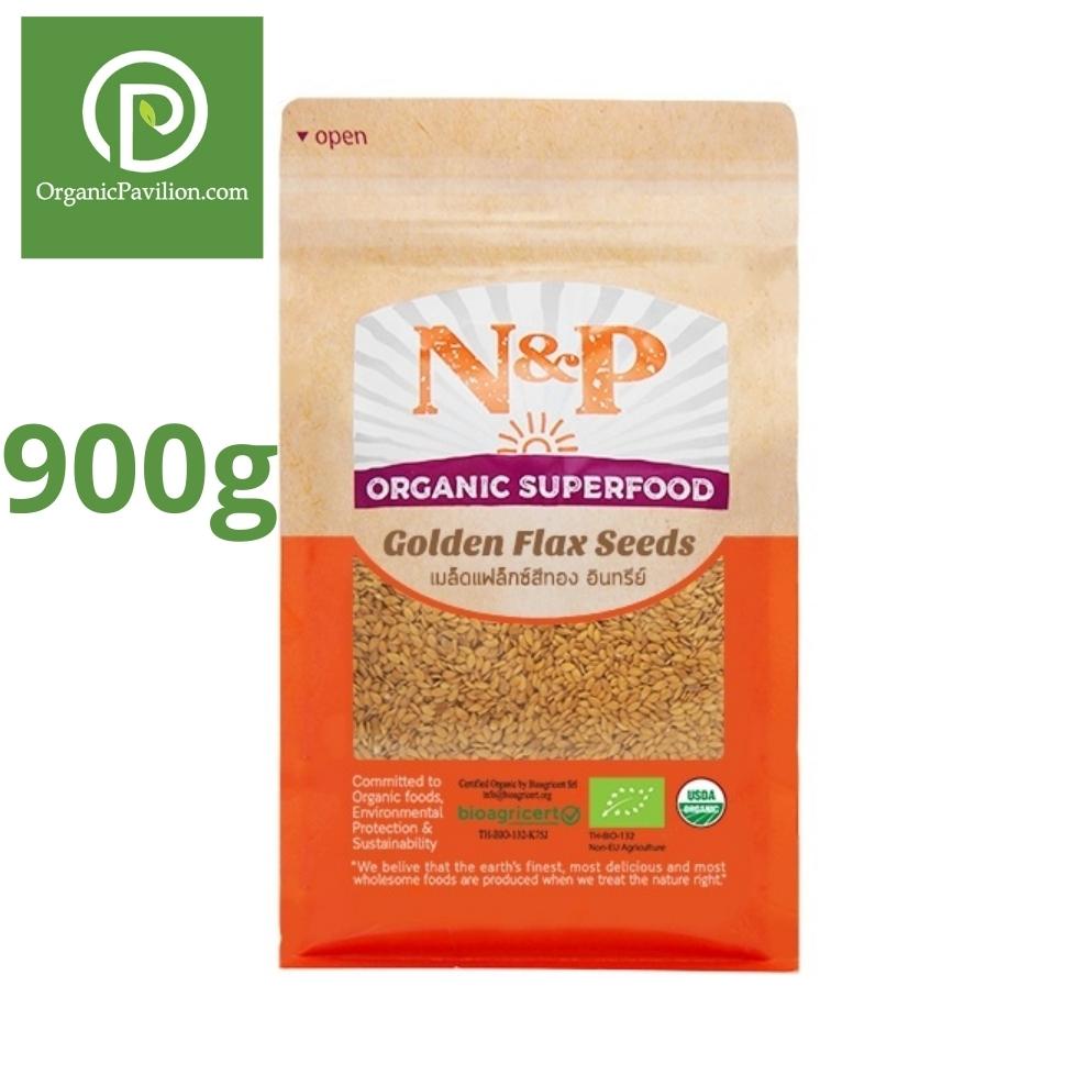 Natural & Premium N&P Organic เมล็ดแฟลกซ์สีทอง Golden Flax Seeds (900g)