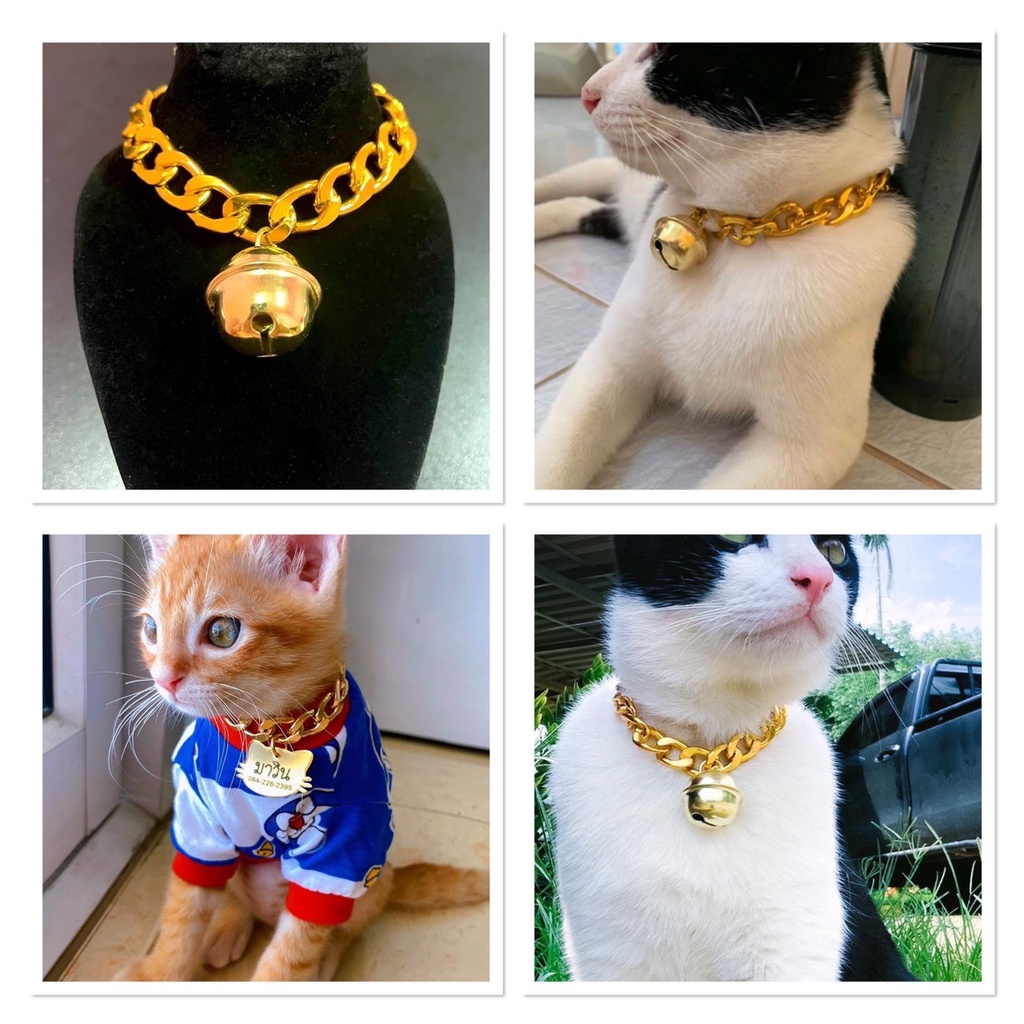 พร้อมส่ง สร้อยคอแฟชั่นสุนัข แมว ปรับระดับได้ 🐱 งานเลสทอง อลูมิเนียมชุปทอง น้ำหนักเบา💓👑ใส่เที่ยว ถ่ายรูป เก๋มากๆ