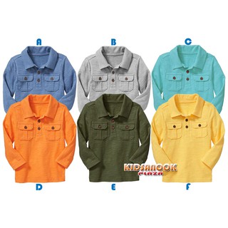 [แท้]OLD395 เสื้อคอโปโล Old Navy แท้ Long-Sleeved Slub-Knit Polos for Baby (สำหรับเด็กอายุ 1-3 ปี)