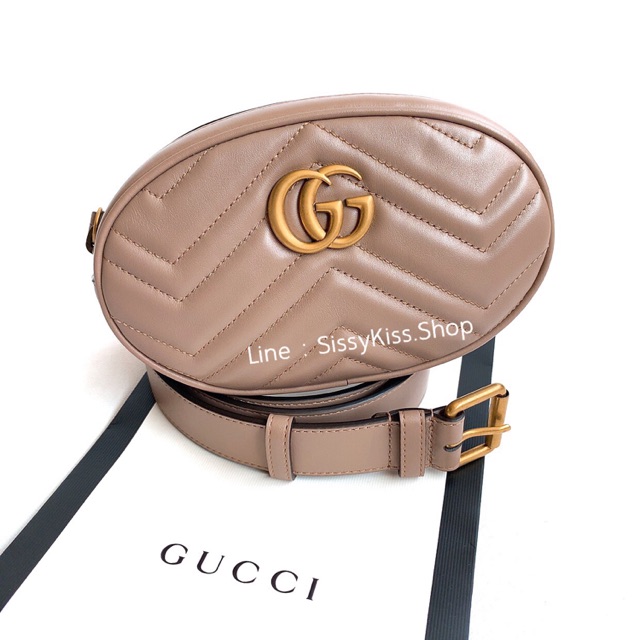 New Gucci Belt Bag Marmont Matelasse in Beige Size: 85