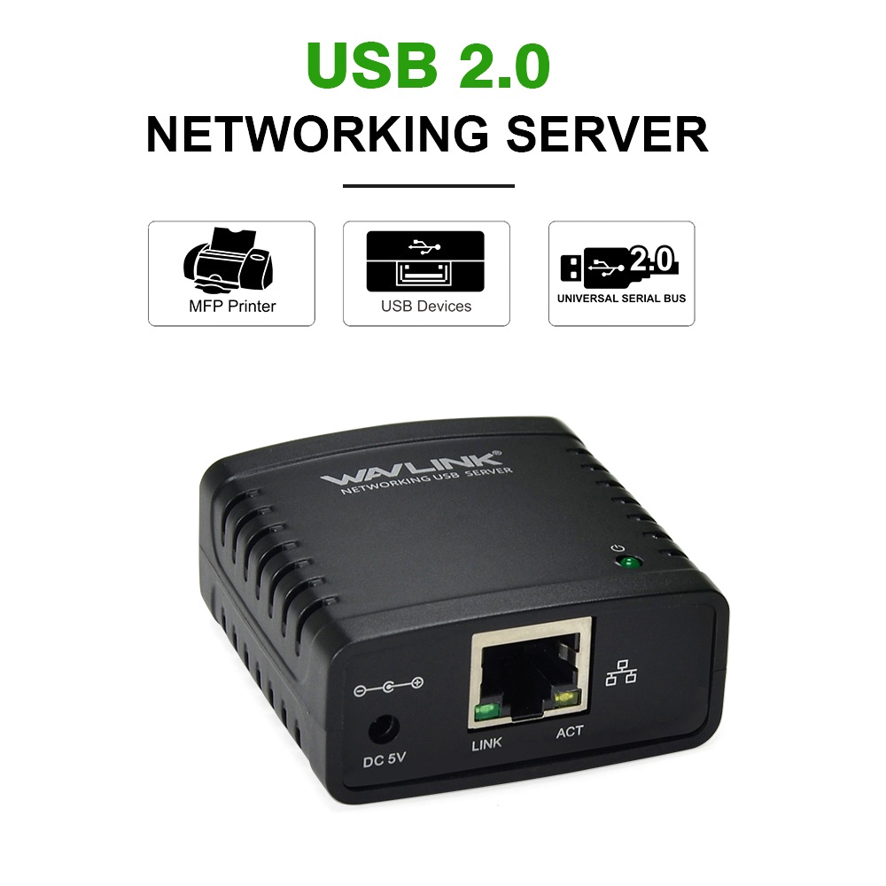 USB2.0 Print Server 10100Mbps Ethernet to USB 2.0 Network LPR Print Server  RJ-45 networking cable to connect it to your