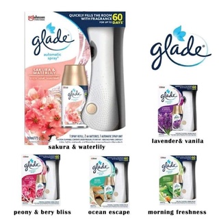 Glade automatic spray เครื่องพ่นสเปรย์น้ำหอมอัตโนมัติ 3อิน1( รีฟิล+เครื่อง+ุถ่าน2ก้อน)