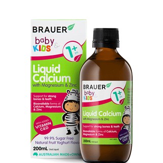 2024Brauer Baby &amp; Kids Liquid Calcium With Magnesium &amp; Zinc 200ml แคลเซียม แมกนีเซียม และ สังกะสี