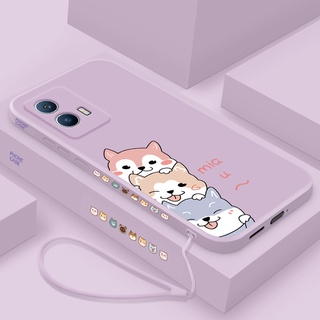 เคสมือถือ tpu แบบนิ่ม ลายสุนัขคอร์กี้ กันลื่น พร้อมสายคล้อง สําหรับ vivo v19 v17 v15 v15 pro v11 v11 pro v9 y85 v5s v5 y66 y67