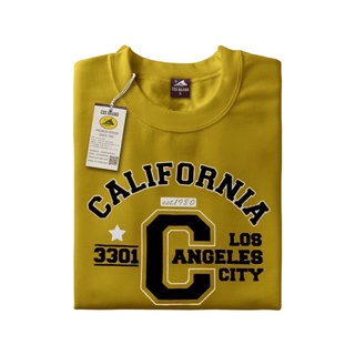 เสื้อยืดแขนสั้น สีเหลืองมัสตาร์ด ลาย CALIFORNIA