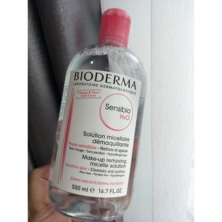 500 ML ของแท้ 100% Bioderma Sensibio H2O เซ็นซิบิโอ เอชทูโอ คลีนซิ่งวอเตอร์ สีชมพู ไม่มีแอลกอฮอล์ หมด02/25 ขวด 500ml.