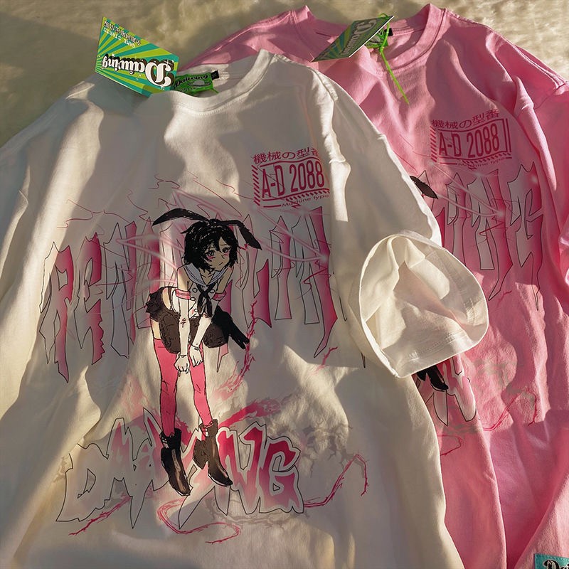 Sweet เสื้อยืดการ์ตูนญี่ปุ่น เสื้อยืดวัยรุ่น ตัวใหญ่ สกีนลายน่ารัก ใส่แล้วสบาย ดูดีมากก D-2088