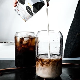 แก้วกาแฟ แก้วมัก รูปทรงแคน สำหรับใส่เครื่องดื่ม ชา น้ำผลไม้ ไร้สารตะกั่ว สไตล์นอร์ดิก โปร่งใสและทนทาน glass cup