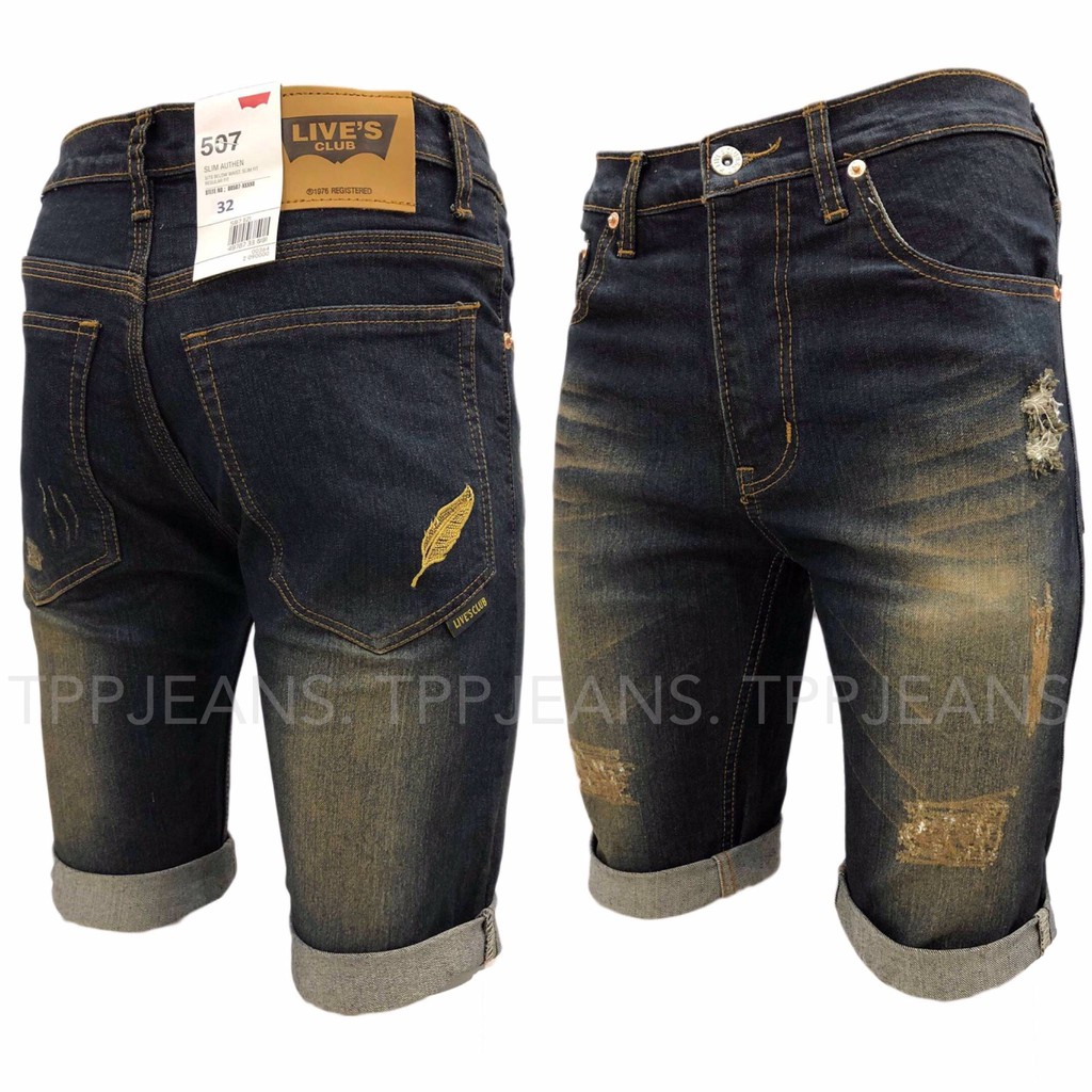 LC Shorts Denim กางเกงยีนส์ขาสั้นชาย ผ้ายืดสีฟอกสนิมเซอร์ Zip Size 28-36" รับชำระปลายทางครับ