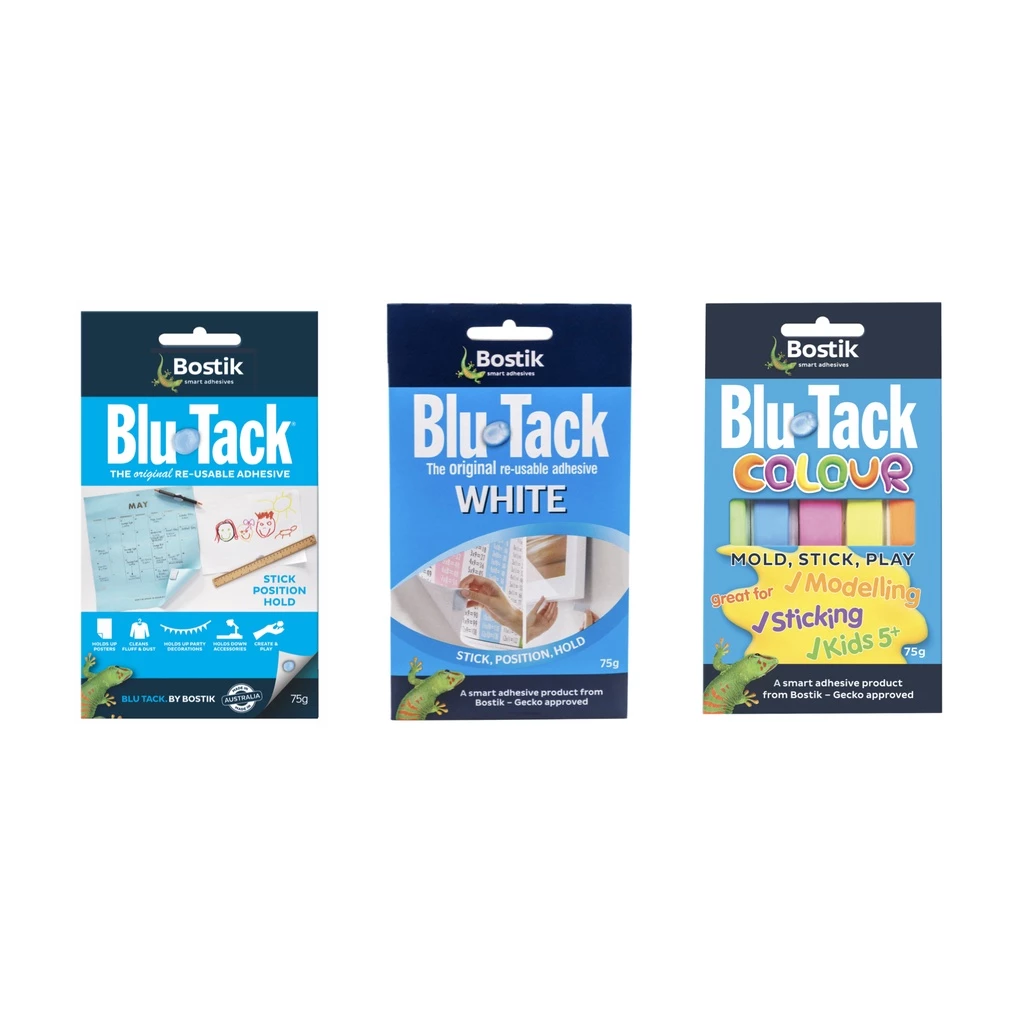 Bostik Blu Tack กาวดินนำ้มัน75g. ของแท้จากออสเตรเลียไร้สารเคมีเหมาะสำหรับเด็ก (เทา/ขาว/หลากสี)