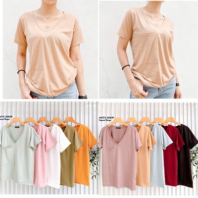 Gi-ants1️⃣6️⃣0️⃣เสื้อคอวีกระเป๋าใหญ่ผ้าสลาฟเนื้อผสมคอทตอล