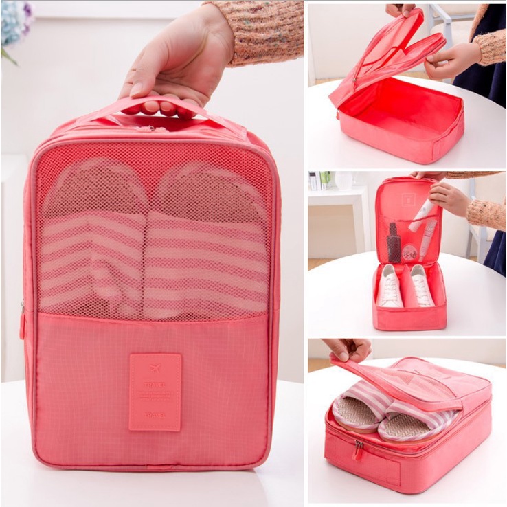 ShopAt.Two[BG6723] กระเป๋าเก็บรองเท้า ใส่รองเท้าได้ 2 ชั้น สำหรับเดินทางท่องเที่ยว แบบพกพา พร้อมส่ง