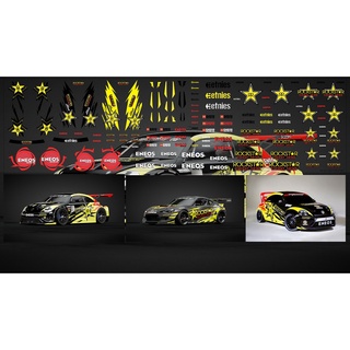 ดีคอลน้ำ Rockstar energy drink racing drif  eneos หมึกรองขาว ติดได้ทุกสี Hot Wheels /Majorette 1:64 Decal  water slide