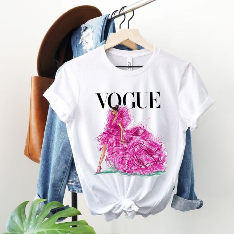 Katun Pollatee.vouge.3 เสื้อยืดผู้หญิงผู้ใหญ่ผ้าฝ้ายพรีเมี่ยม