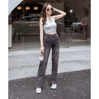 📌S-5XL กางเกงยีนส์ผู้หญิงเอวสูงผ้ายืดขากระบอก 👖 ยีนส์สาวอวบ เก็บทรง ใส่สบาย ทรงสวย ขายาว ผญ แฟชั่น