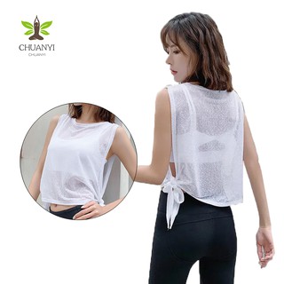 ผู้หญิงโยคะเสื้อแขนกุดฟิตเนสด้านบนผู้หญิงวิ่งการฝึกอบรมแขนกุ…