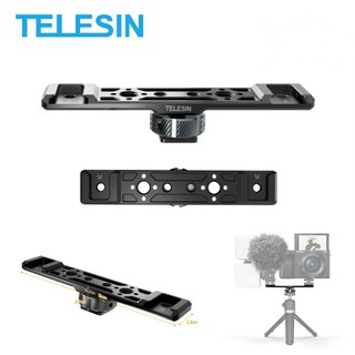 TELESIN Dual Cold Shoe Expansion Bracket for Cameras Phone Mount Tripods ¼" and ⅜"