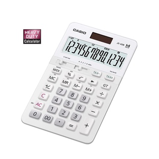 Casio Calculator เครื่องคิดเลข  คาสิโอ รุ่น  JS-40B-WE แบบทนทาน สีปุ่มตัวเลขไม่เลือน 14 หลัก สีขาว