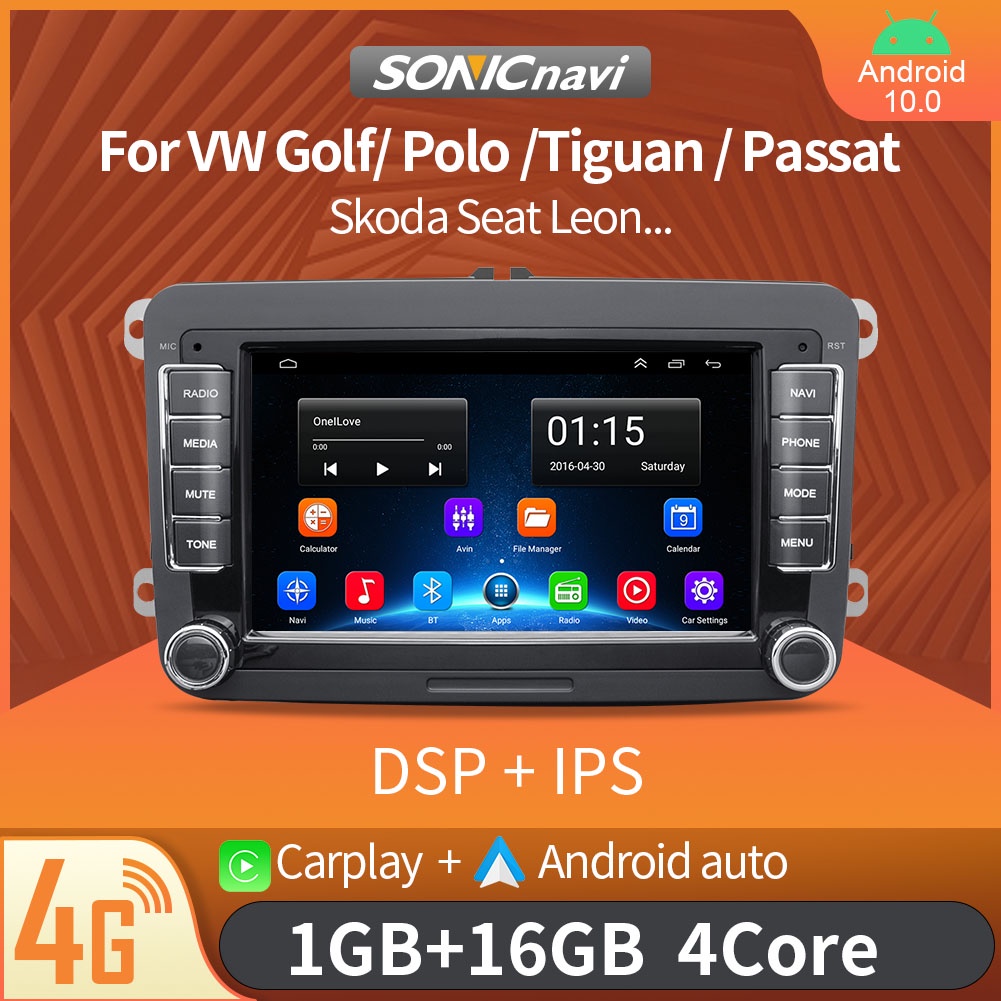Android 10 2 Din Car Radio GPS Bluetooth FM Multimedia Player For 7'' Universal Volkswagen/VW/Skoda/Seat/Passat