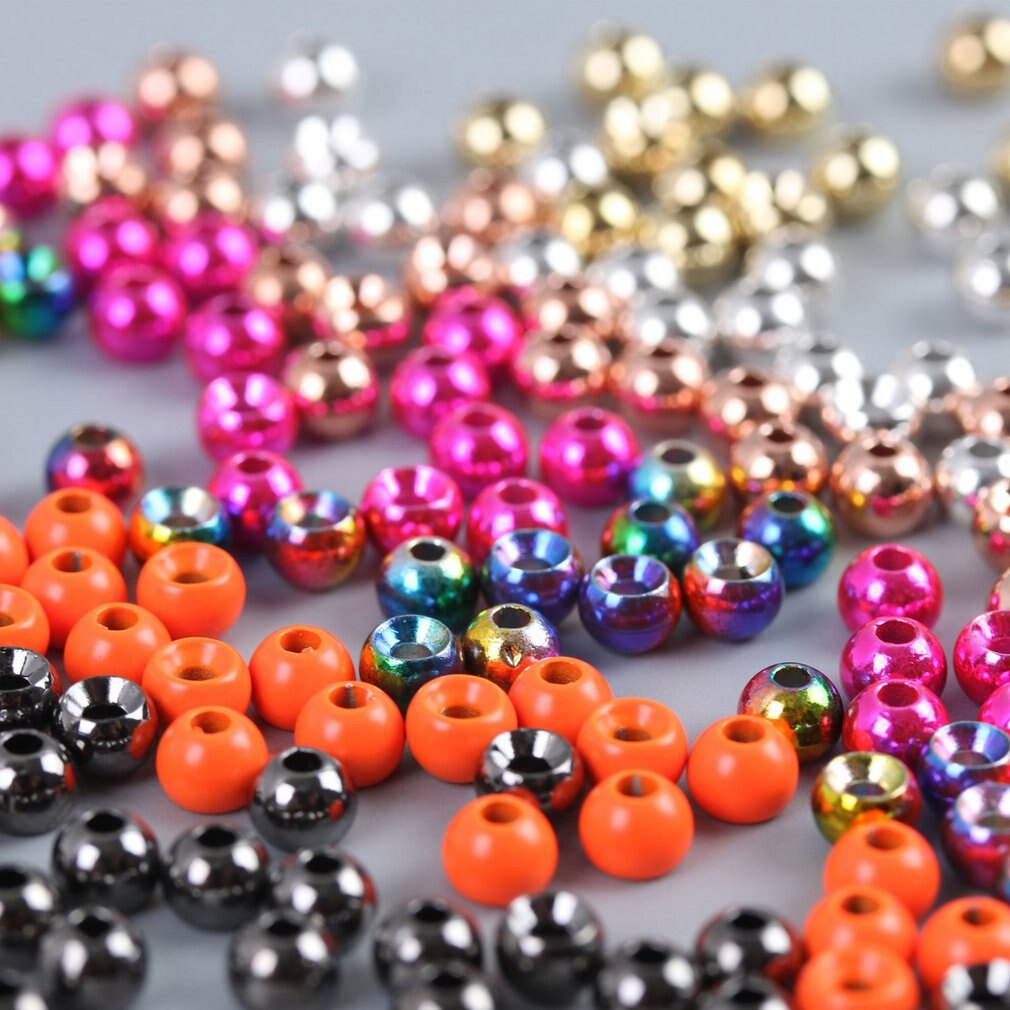 Tivolii 25pcs Tungsten Slotted Fly Tying Head Beads Nymph Head Ball Beads Fly Tying Materials 2/2.4/2.8/3.3/3.8/4.6mm 