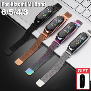 สายนาฬิกาข้อมือสแตนเลสโลหะสําหรับ Xiaomi Mi Band 6 5 4 3