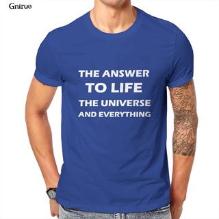 เสื้อยืดผ้าฝ้าย เสื้อยืด พิมพ์ลาย The Answer To Life The Universe And Everything สีดํา สําหรับผู้หญิง