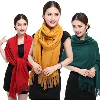 ผ้าคลุมไหล่ ผ้าพันคอ ผ้าเเคลชเมียร์สีพื้น  (Cashmere) พร้อมส่งที่ไทย