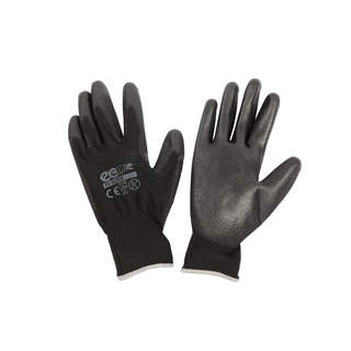 ถุงมือถักเคลือบ L สีดำ อีโค่ PU GLOVE ถุงมือยาง Knit Gloves Coated L Black ECO PU GLOVE